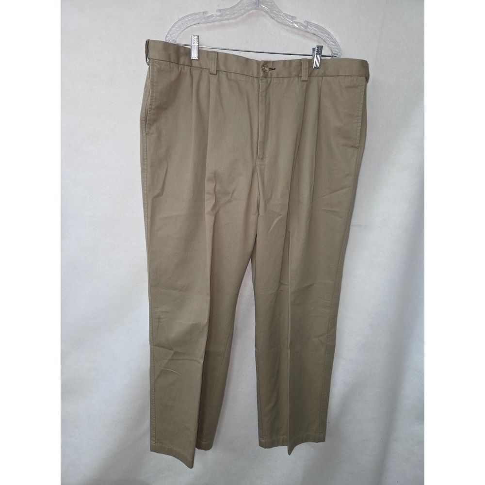 Duluth Trading‎ Co Mens Khaki Pleated Chino Pants 44x32 Tan Cotton 95119 A15
